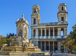 Église et fontaine Saint-Sulpice, Paris, France